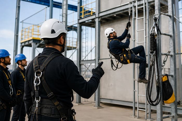 Formation pratique au travail en hauteur avec harnais antichute