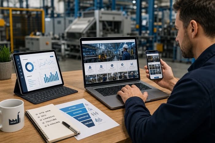 Présence digitale d’une PME industrielle avec site web et outils numériques